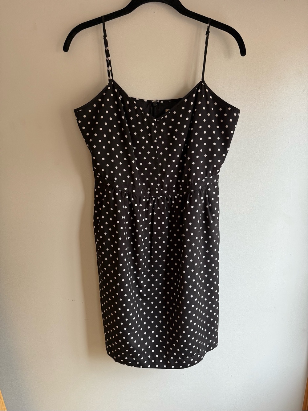 J. Crew Black and White Polka Dot Spaghetti Strap Dress